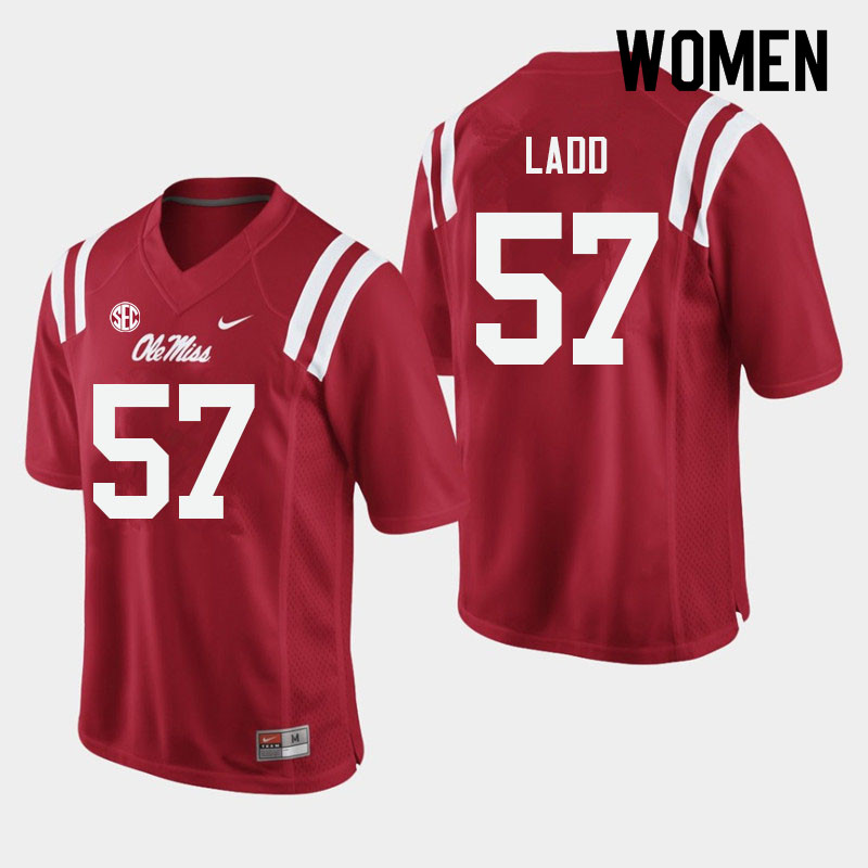 Clayton Ladd Ole Miss Rebels NCAA Women's Red #57 Stitched Limited College Football Jersey BTB6558RX